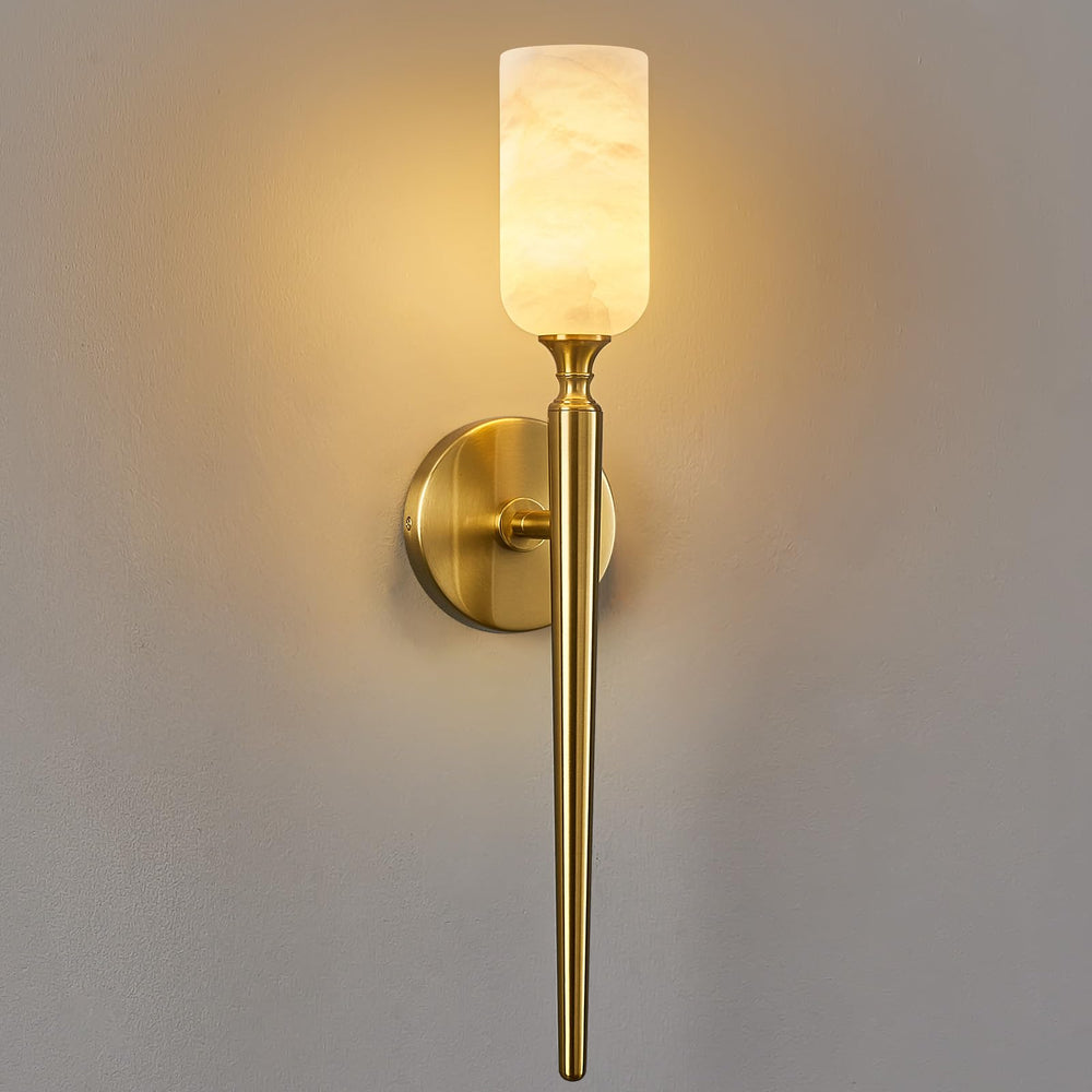 Alabaster Wall Sconce with Gold Bracket