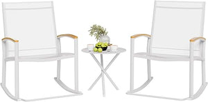 3-Piece Outdoor Rocking Bistro Set – Textilene Patio Chairs & Table