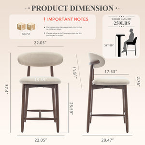 Counter Height Bar Stools Set of 4 with Wood Legs