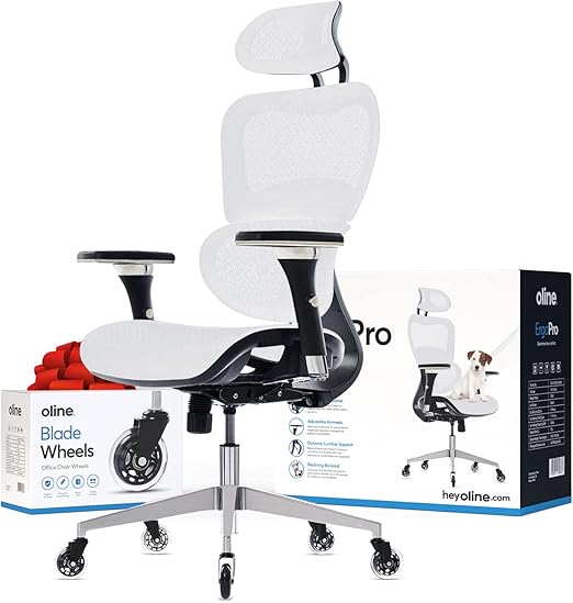 Ergonomic Mesh Office Chair with 4D Armrests, 3D Lumbar Support & Blade Wheels