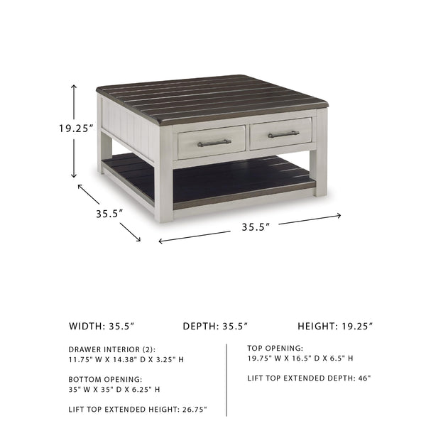 Farmhouse Lift-Top Coffee Table with Drawers & Casters