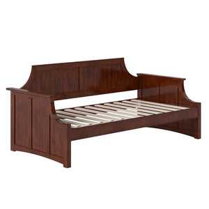 Twin Size Solid Wood Daybed with Curved Beadboard Back