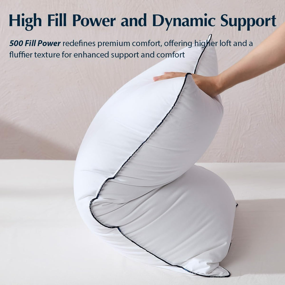 Goose Down Bed Pillows – Medium Support, Downproof, Hotel Quality