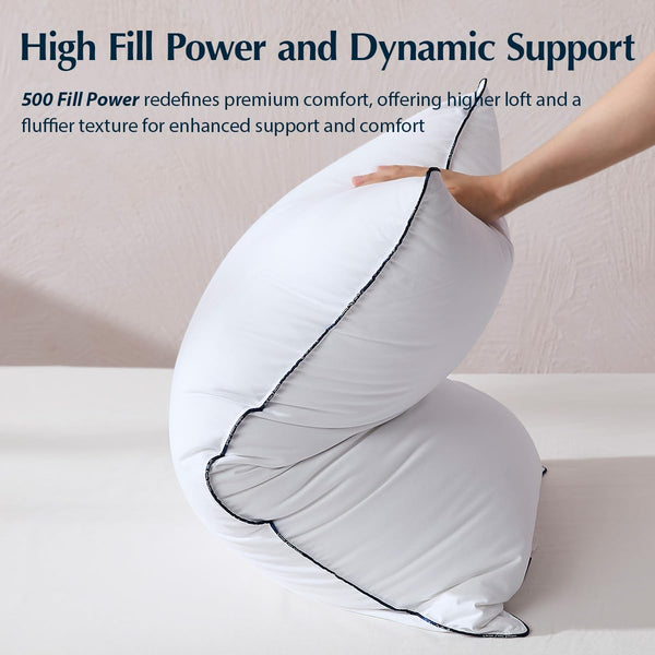 Goose Down Bed Pillows – Medium Support, Downproof, Hotel Quality