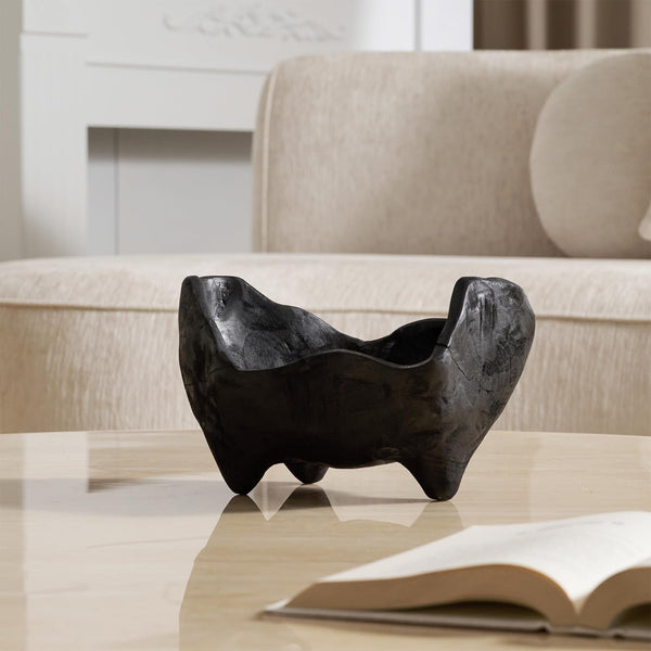 Oak Wood Decorative Bowl with Feet Boho Rustic Home Decor