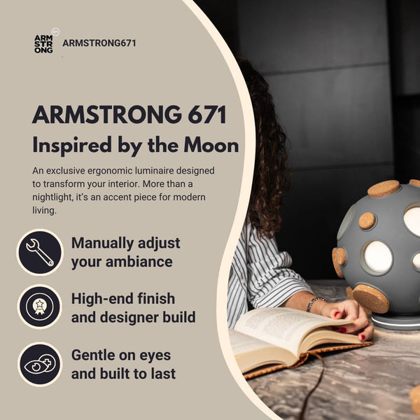 Moon-Inspired Adjustable Glow Table Lamp with Cork Details