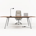 60-Inch Executive Desk with Built-In Power Outlet & Chrome Legs