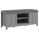 Entryway Shoe Storage Bench with Sliding Doors & Padded Seat