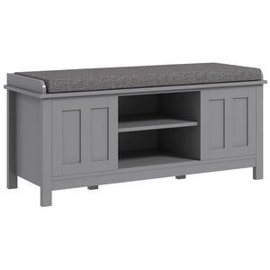 Entryway Shoe Storage Bench with Sliding Doors & Padded Seat