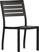 Outdoor Stackable Side Chair with Faux Teak Poly Slats