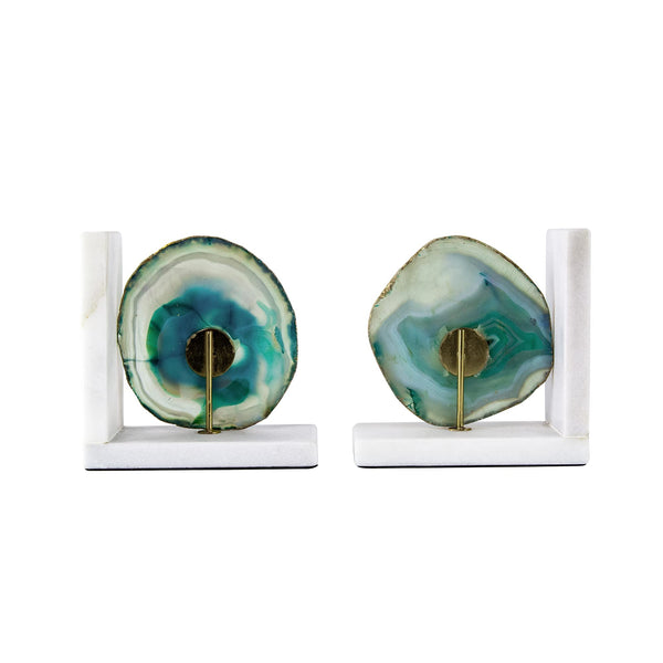 Polished Agate & Marble Bookends Set of 2