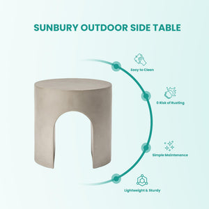 Outdoor Concrete Accent Side Table with Arch Design