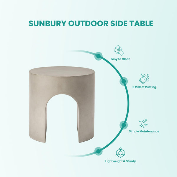 Outdoor Concrete Accent Side Table with Arch Design