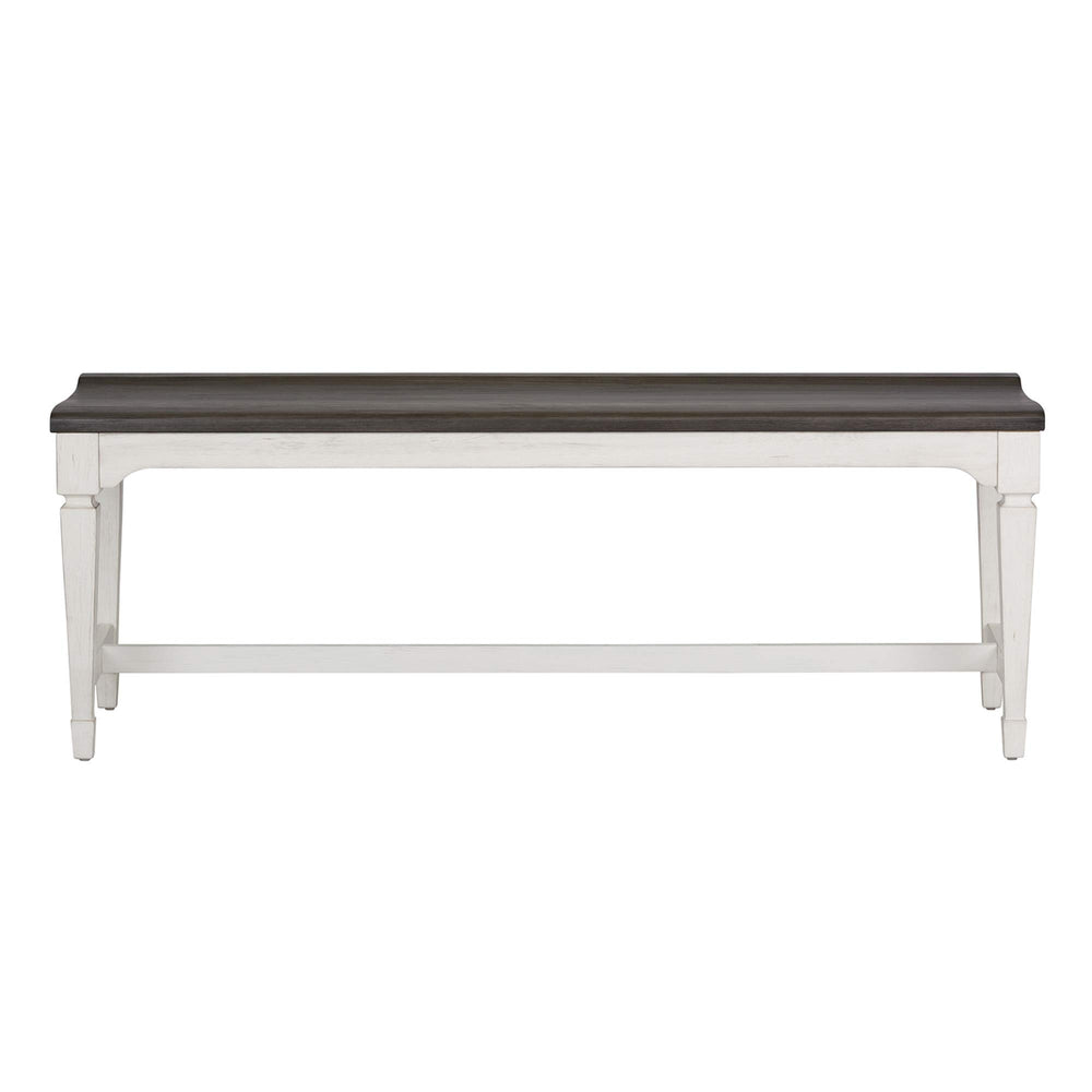 Wood Seat Dining Bench – White with Charcoal Top