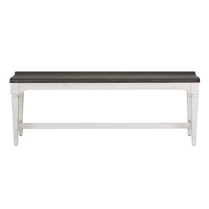 Wood Seat Dining Bench – White with Charcoal Top