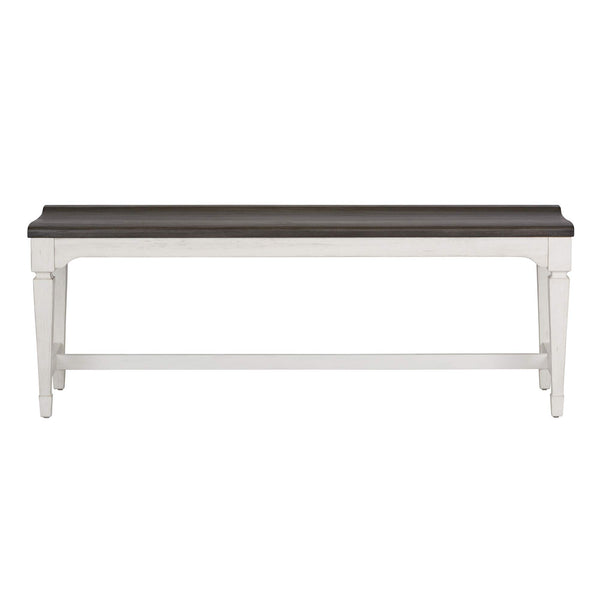 Wood Seat Dining Bench – White with Charcoal Top