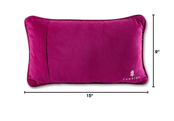 Wool Needlepoint Lumbar Throw Pillow, 9x15, Magenta Velvet Back