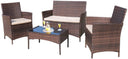 4-Piece Outdoor Patio Furniture Set – Rattan Wicker Chairs with Table