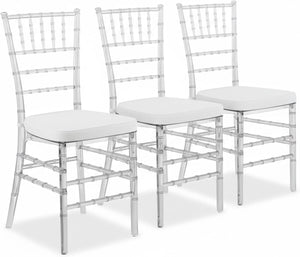 Clear Stackable Dining Chairs Set of 3 – Fully Assembled Transparent Acrylic Seating