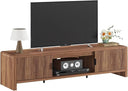 Mid Century Modern TV Stand with Waveform Fluted Doors, 63 Inch