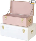 Metal Storage Trunk Set with Locking Clasps