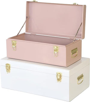 Metal Storage Trunk Set with Locking Clasps