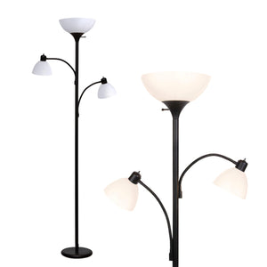 Sky Dome Double LED Torchiere Floor Lamp with Reading Arms