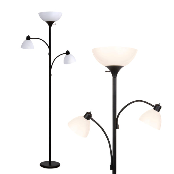 Sky Dome Double LED Torchiere Floor Lamp with Reading Arms
