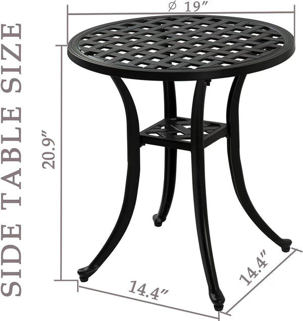 Cast Aluminum Round Outdoor Side Table Set of 2