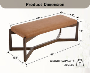 Upholstered Entryway & Bedroom Bench with Y-Leg Wood Frame
