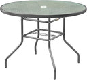 Round Outdoor Patio Dining Table – Steel Frame & Glass Top