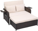 Convertible Patio Daybed with Storage Ottoman & Adjustable Backrest
