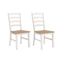 Ladderback Dining Chair Set of 2 – White & Light Brown