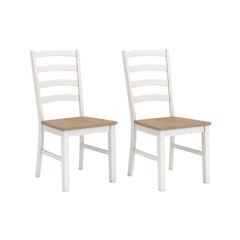 Ladderback Dining Chair Set of 2 – White & Light Brown