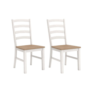 Ladderback Dining Chair Set of 2 – White & Light Brown