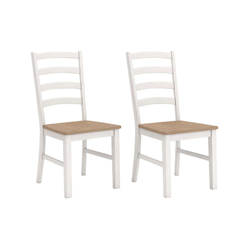 Ladderback Dining Chair Set of 2 – White & Light Brown