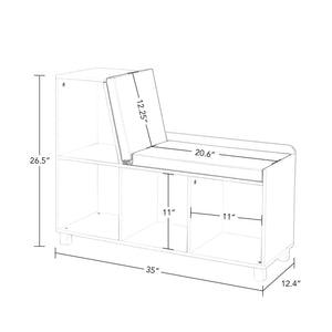 Kids Storage Bench with Cushioned Seat and Cubby Organizer