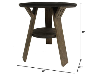 Round Music-Themed End Table with Shelf for Bar or Pub