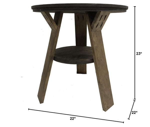 Round Music-Themed End Table with Shelf for Bar or Pub