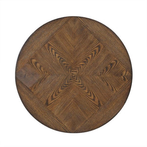 Round Wood & Metal End Table with Shelf
