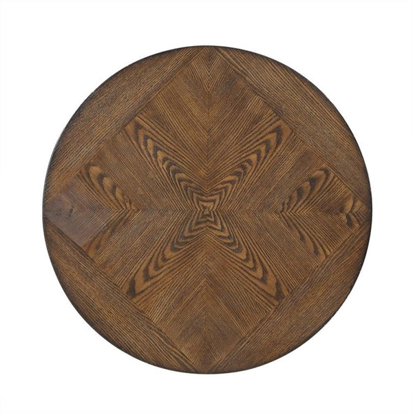 Round Wood & Metal End Table with Shelf