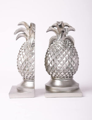 Decorative Pineapple Bookends Silver 9.4 Inch