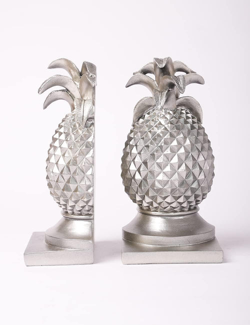 Decorative Pineapple Bookends Silver 9.4 Inch