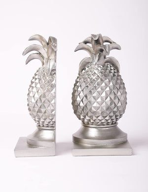 Decorative Pineapple Bookends Silver 9.4 Inch