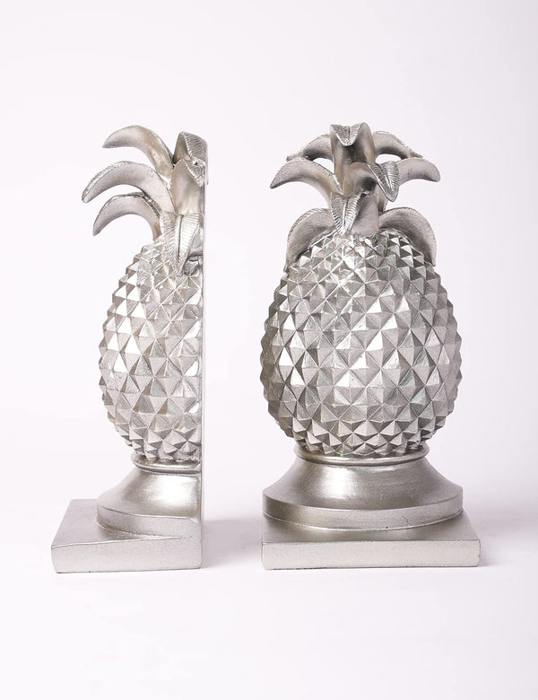 Decorative Pineapple Bookends Silver 9.4 Inch
