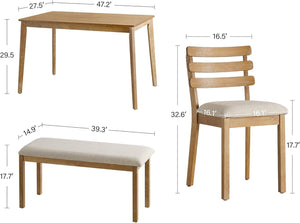 Farmhouse Dining Table Set with Bench