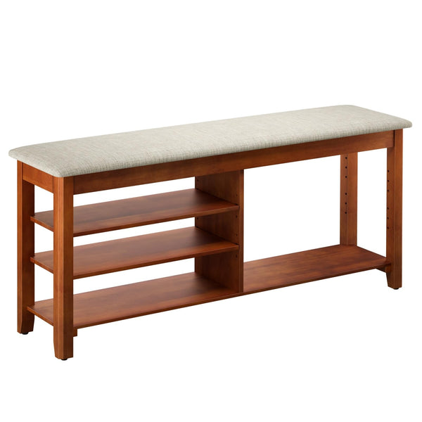 Entryway Shoe Bench with Flip-Top Storage, Cushion & Adjustable Shelves
