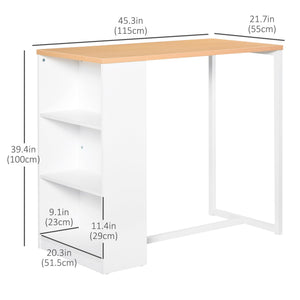 Modern Counter Height Bar Table with 3-Tier Storage Shelves