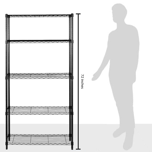 5-Shelf Adjustable Heavy Duty Steel Wire Storage Shelving Unit