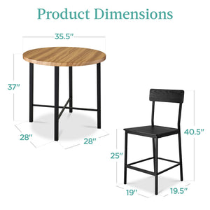 5-Piece Round Counter Height Dining Set with 4 Chairs